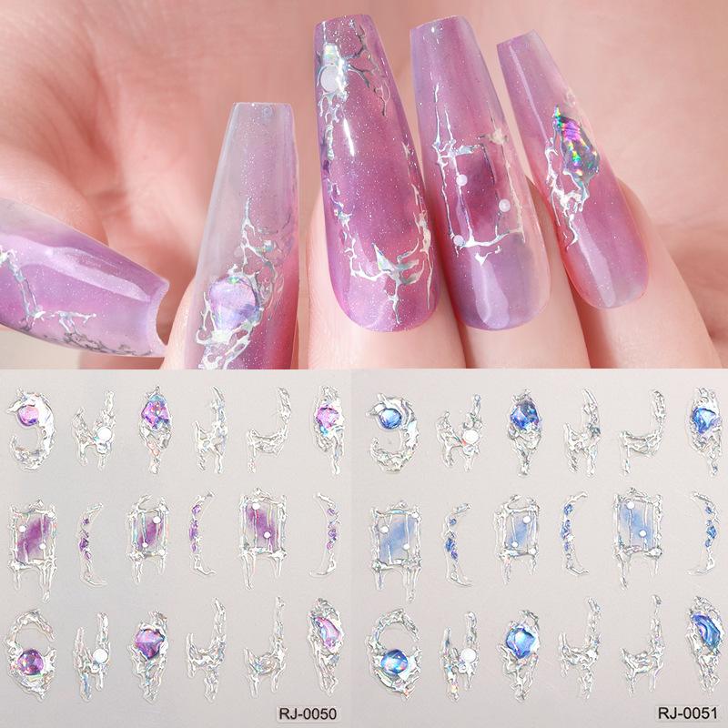 Nail Stickers Embossed 5D Three-dimensional Hot Silver Imitation Diamond Flash Nail Art Sticker Decoration