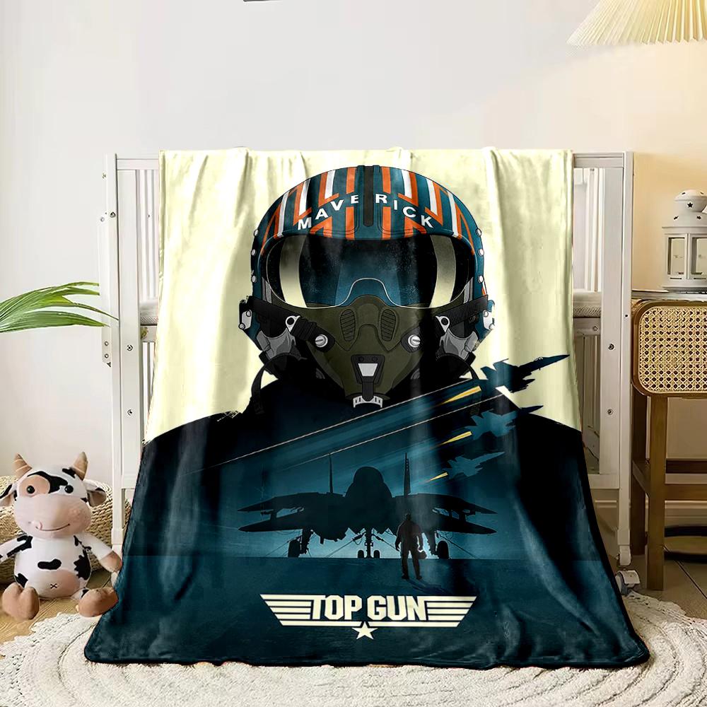 "Maverick Helmet & Jet Fighter Design Blanket, Flannel blanket for bedroom, living room, sofa, and nap sofas"