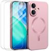 Protective Case - E.F.Connection - for iPhone 17 - with Pink Magnetic Ring - 2 Tempered Glasses