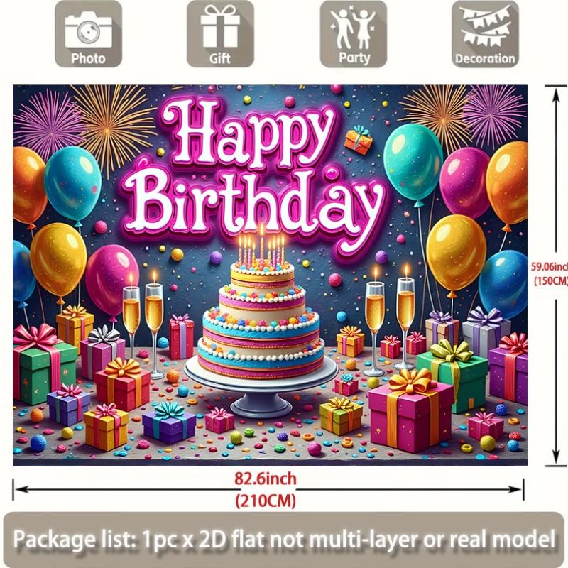 Birthday Party Backdrop Colorful Polyester Banner Photo Booth Decoration 16