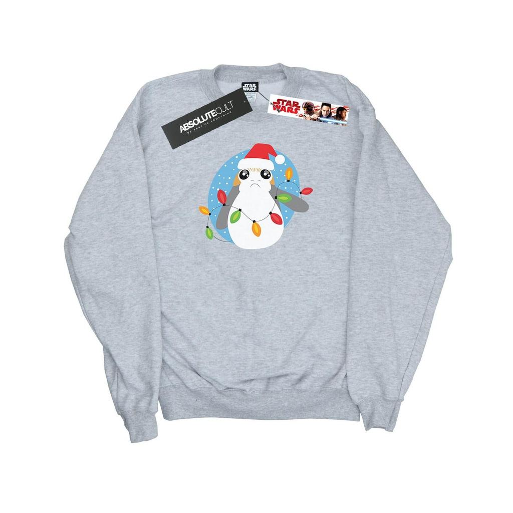 Star Wars Mens The Last Jedi Porg Christmas Lights Sweatshirt