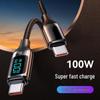 100W Digital Display PD60W Transparent Charging Cable for iPhone, Huawei, Oppo Phones & Tablets