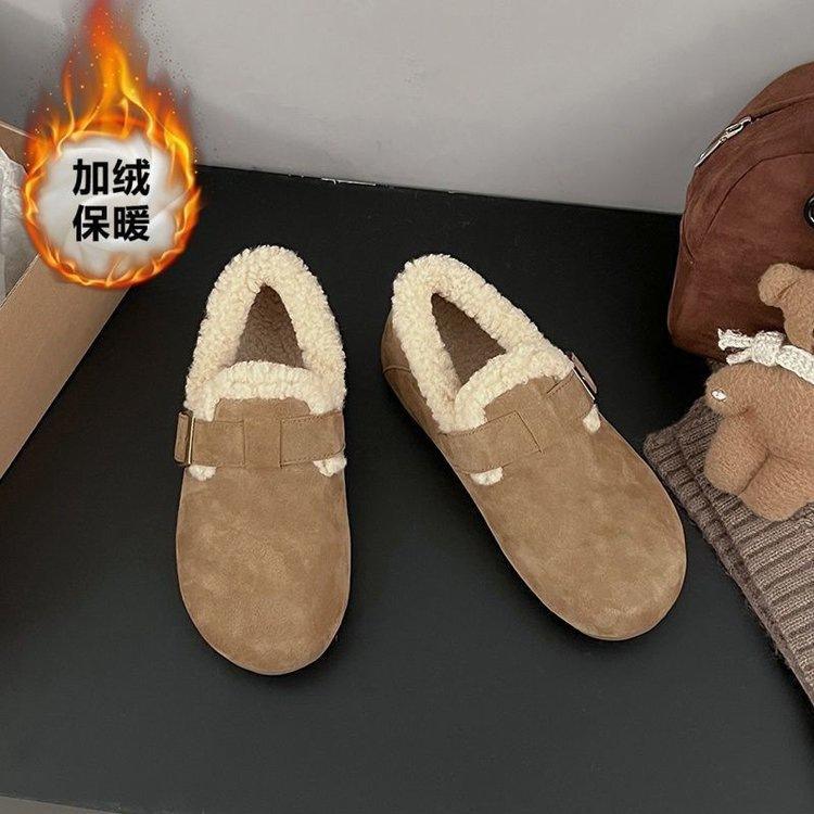 Винтажные хлопковые туфли Birkenair с бархатом, теплые осенью и зимой, пушистые туфли, туфли-лодочки с матовой пряжкой, удобные снегоступы