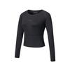 Sports Lifestyle Series Solid Color Raglan Comfortable Versatile Casual Slim Fit Long Sleeve T-Shirt Women T-Shirt Black SC1240092A-BK01