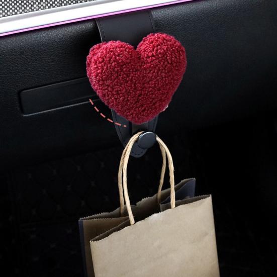 Yousheng Автомобильный крючок Декор в виде сердца Искусственная кожа Сверхпрочный Автомобильный крючок Подвешивание Сумки Ключи Одежда Мелочи Автомобильный органайзер Держатель