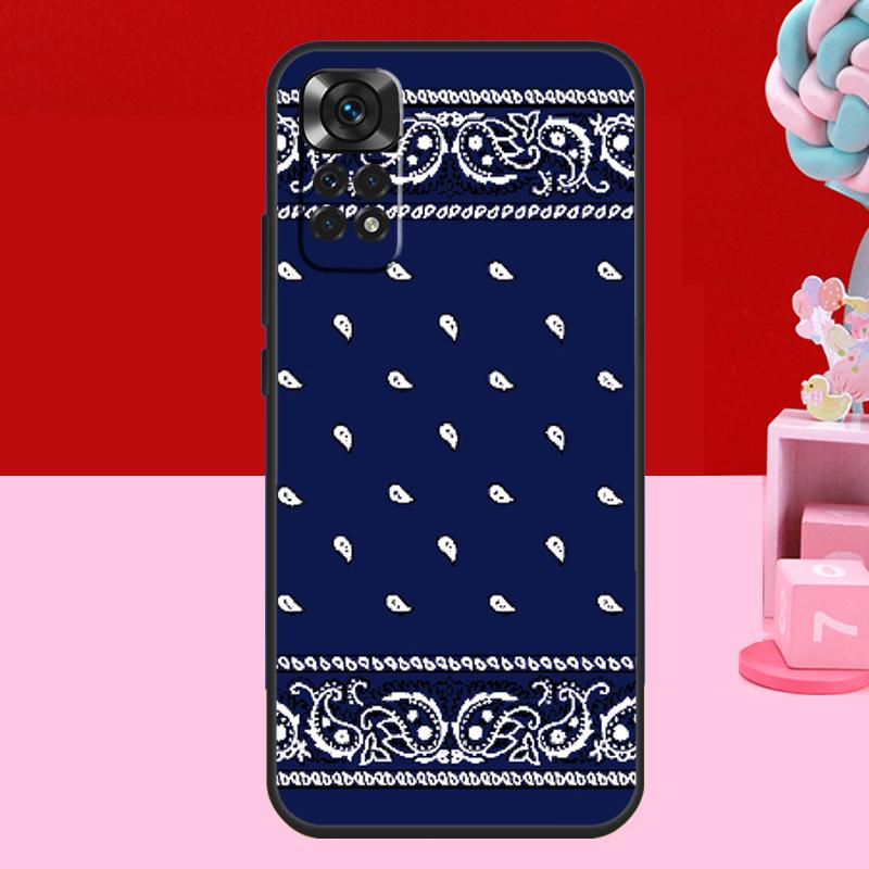 Синий чехол-бандана с узором пейсли для Xiaomi Redmi Note 11 10 12 13 14 15 Pro Plus Redmi 15 C 14C 10C 12C 13C Мягкая накладка