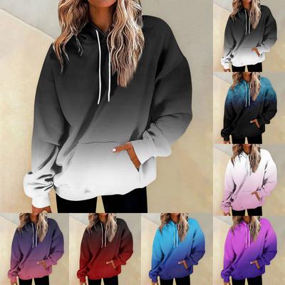 Женская мода Повседневные Универсальные Повседневные толстовки с круглым вырезом Графика Повседневные с длинным рукавом Градиент Лоскутная верхняя одежда с принтом Толстовки