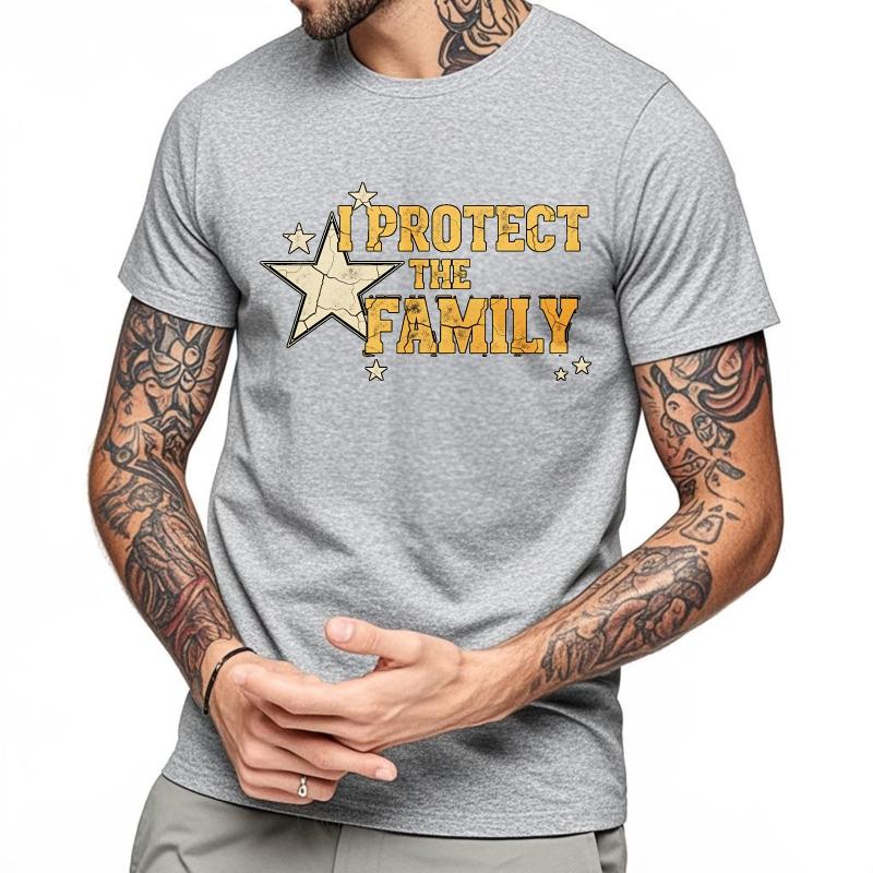 Comfortable For him Oneck tshirt Daily Wear I Protect The Family Star Design Anime For her Teeshirt summer teeshirt for him