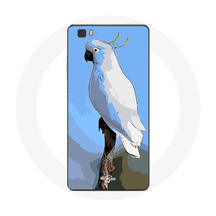 Чехол для Huawei P8 Lite Какаду Попугаи белый Птицы