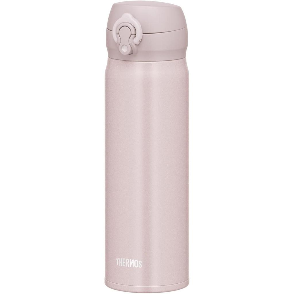 Термос Thermos с вакуумной изоляцией, портативная кружка, 0,5 л, бежево-розовый, легко моется, съемный питьевой носик, легкий, открывается одним касанием, стальная бутылка, изоляция BEP