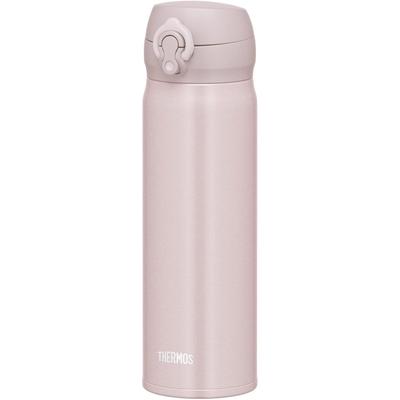 Термос Thermos с вакуумной изоляцией, портативная кружка, 0,5 л, бежево-розовый, легко моется, съемный питьевой носик, легкий, открывается одним касанием, стальная бутылка, изоляция BEP