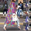 Fashionable Women's Printed Pocket Double Breasted Coat Cardigan Coat