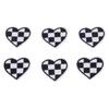 100pcs Heart Shaped Patches Iron On Black White Grids Embroidered DIY Applique Patches for Clothes