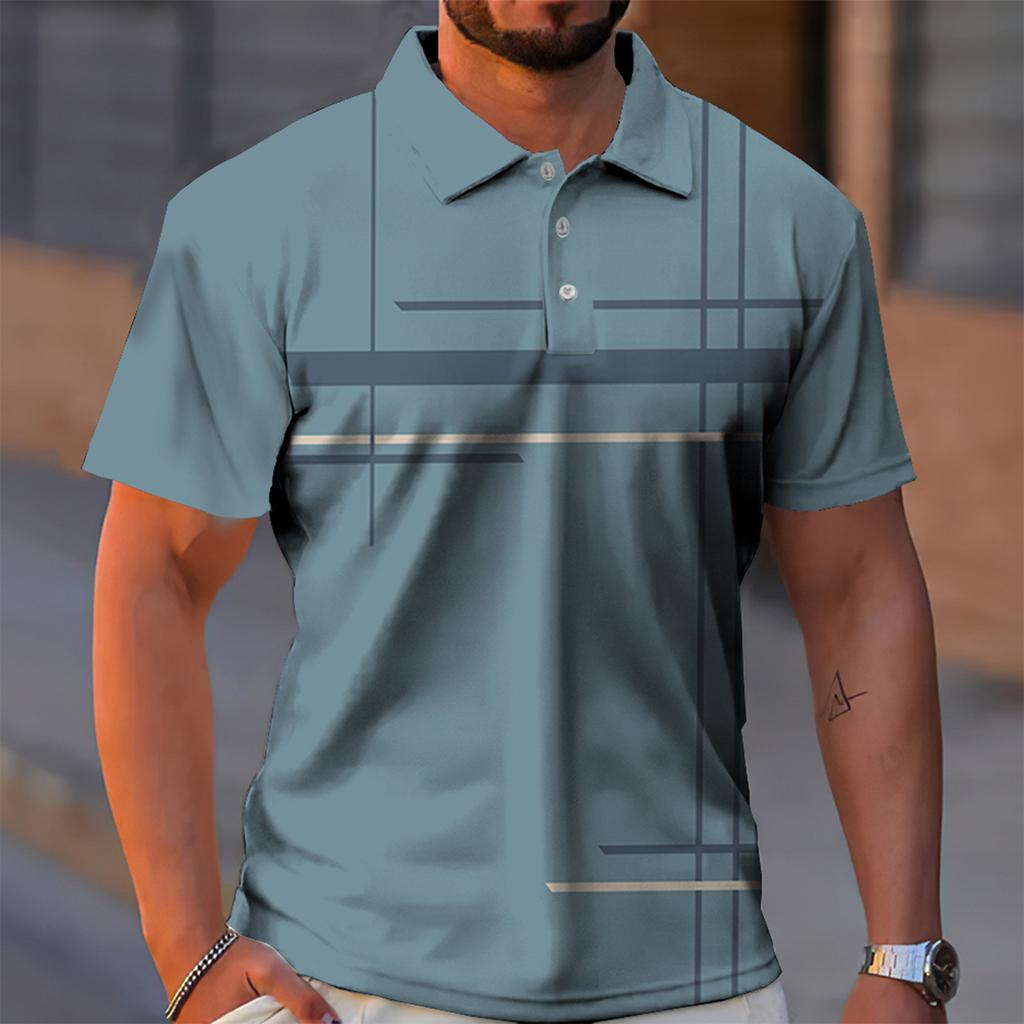 Men's Golf Shirt Casual Sports V Neck Ribbed Collar Short Sleeve Fashion Casual Solid Color Plain Spring & Summer Regular Fit