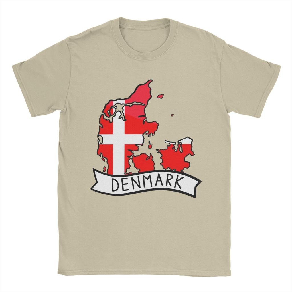 Vintage Denmark Flag Map TShirt Unisex Round Neck Pure Cotton T Shirt Short Sleeve Tee Shirt Gift Clothing