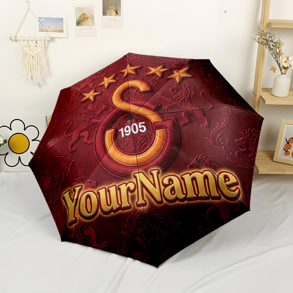 Galatasaray1 Customize Your Name Umbrella Outdoor Automatic Umbrella Sturdy 8-Rib Shaft Durable Plastic Iron Travel Essential Fashion Lovers