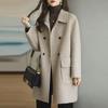 Women's Coffee Wool Coat - 2024 Autumn/Winter, Thickened, Korean Style, Slim Fit, Medium & Long Length