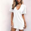 Летнее сексуальное свободное повседневное платье с глубоким v-образным вырезом и короткими рукавами для женщин