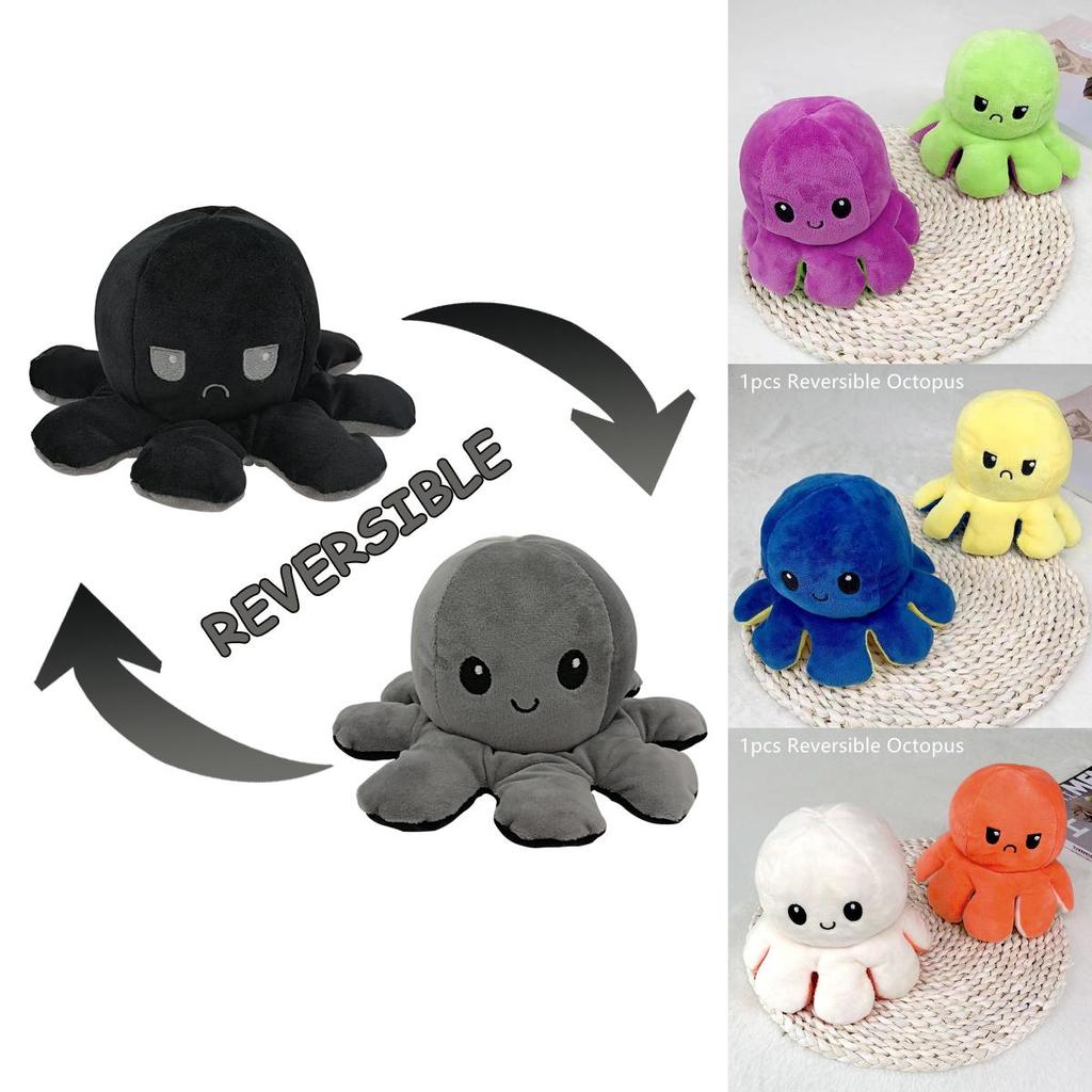 Doublesided Flip Reversible Octopus Plush Toy Marine Life Stuffed Doll Animals