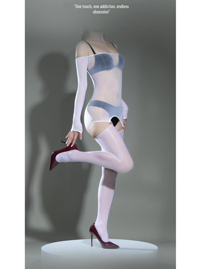 Комплект из сексуальных колготок на одно плечо и носков средней длины Qinghe 6D