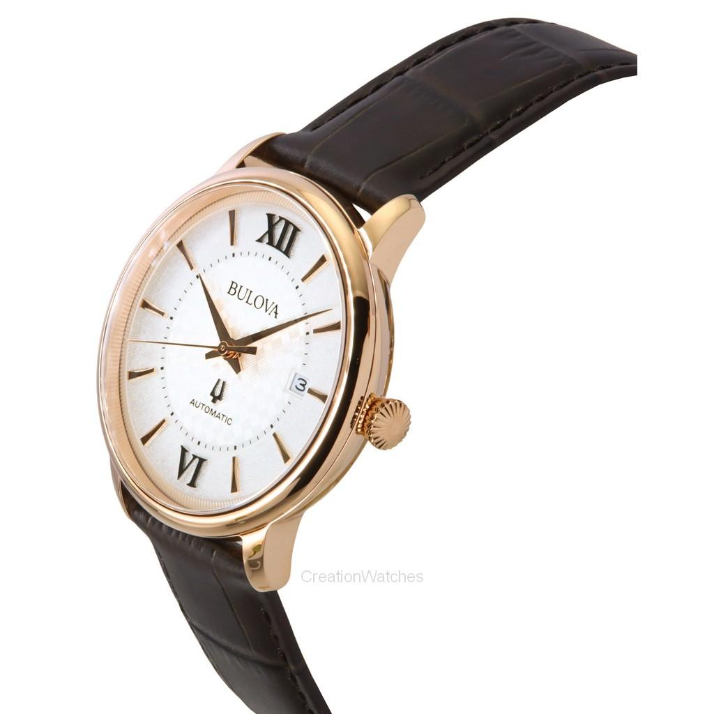 BULOVA Hudson Leather Strap Silver Dial Automatic 97B225 Men's Watch