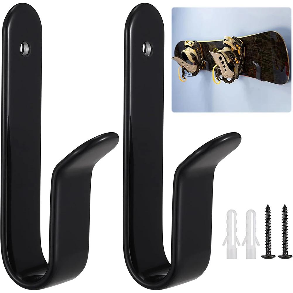 2pcs Black Wakeboard Garage With Screws Wall Mount Room Metal Kiteboard Surfboard Display Lounge Horizontal Snowboard Rack