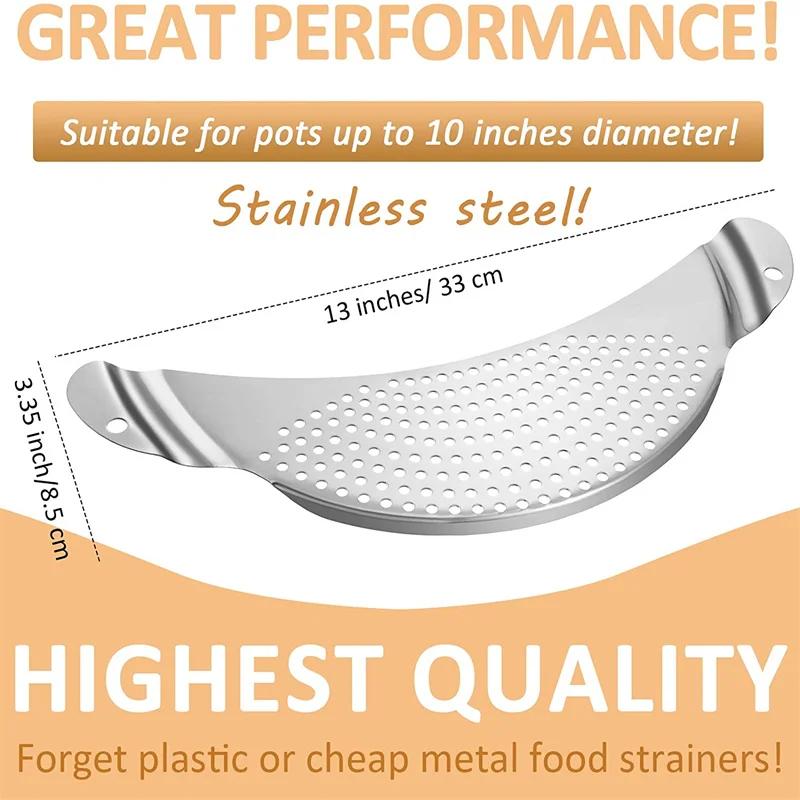 Pot Strainer Pan Drainer For Kitchen Easy Draining Pot Strainer Stainless Steel Pasta Spaghetti Practical Draining Tool Sifter