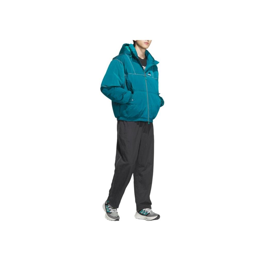 Adidas Equipment Series SS25 свободная теплая спортивная куртка с капюшоном на утином пуху с буквами мужская куртка зеленая KA7980