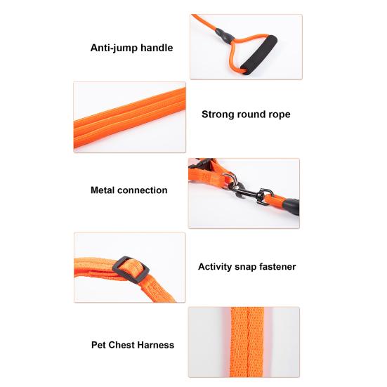 Поводок для собаки с мягкой ручкой, альпинистская нейлоновая веревка, поводок с ошейником-шлейкой, прочный поводок для собаки 4 фута для прогулок на свежем воздухе, дрессировки