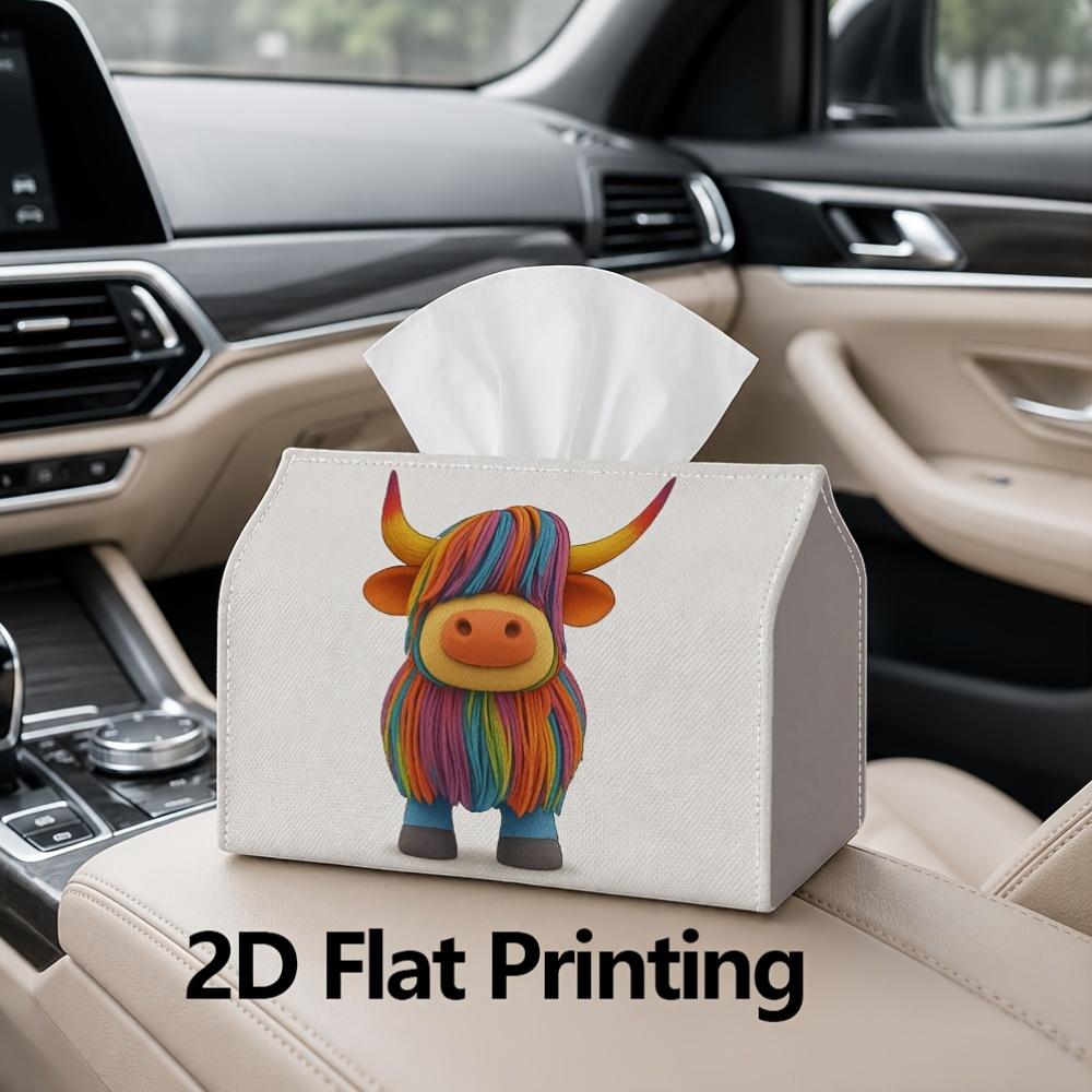 1pc, 2D Flat Printing, Tissue Box with Colorful Yak Pattern Printed Tissue Box, Suitable for Napkin Storage in Cars, Kitchens, And Restaurants, Home D