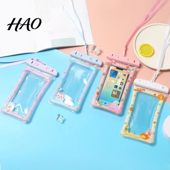 Protective Pouch for Beach Cute Waterproof Phone with Floating Airbag And Lanyard, Clear PVC Cellphone Dry Bag Swimming Underwater Cover Pool,