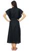 Bimba Nursing Black Cotton Kaftan With Belt Front Buttons Maternity Night