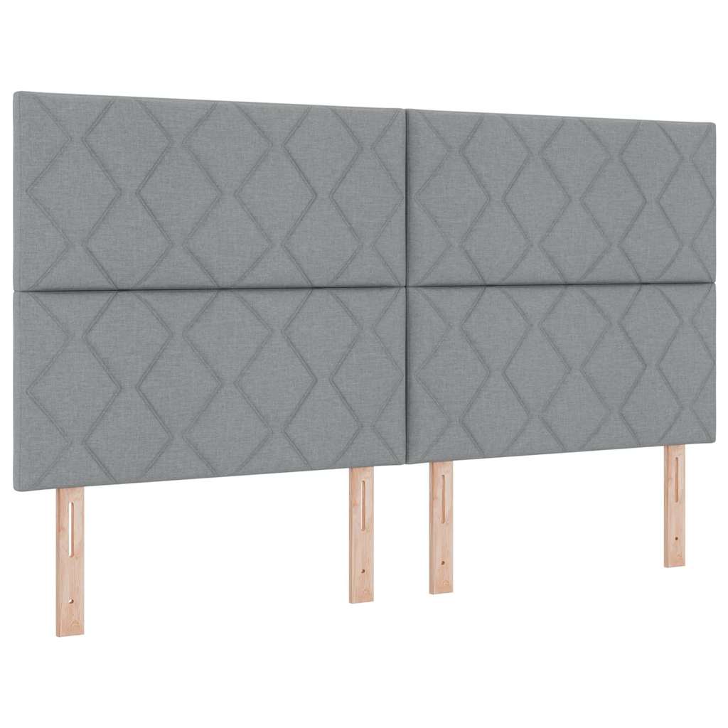 Box Spring Bed with Headboard Light Gray 180 x 200 cm Fabric