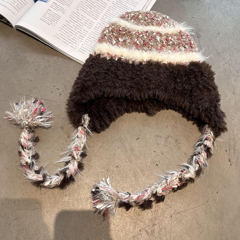 Winter Warm Knit Cap Padded Lining Women Cold Weather Trendy Breathable Hat