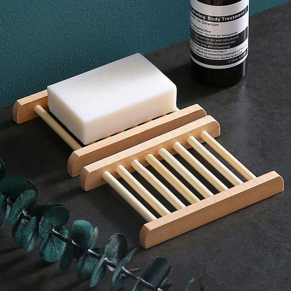 Home & Living Drain Tray Holder Bamboo Leaking Water Soap Holder Storage Box Sponge Plate Soap Dish