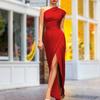 Lady Petticoats Plus Size Women Ball Evening Dress Sleeveless One Shoulder Solid Color Slim Fit Tight Waist Dress-up