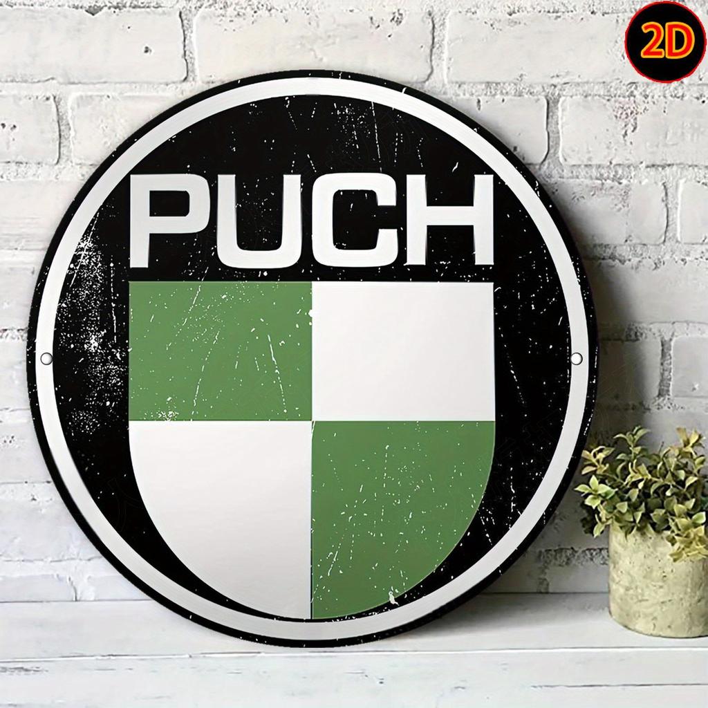 D Flat D Flat Винтажная Металлическая Вывеска Бренда PUCH см Круглая Алюминиевая Настенная Картина с Зеленым Белым Клетчатым Дизайном Рустикальная