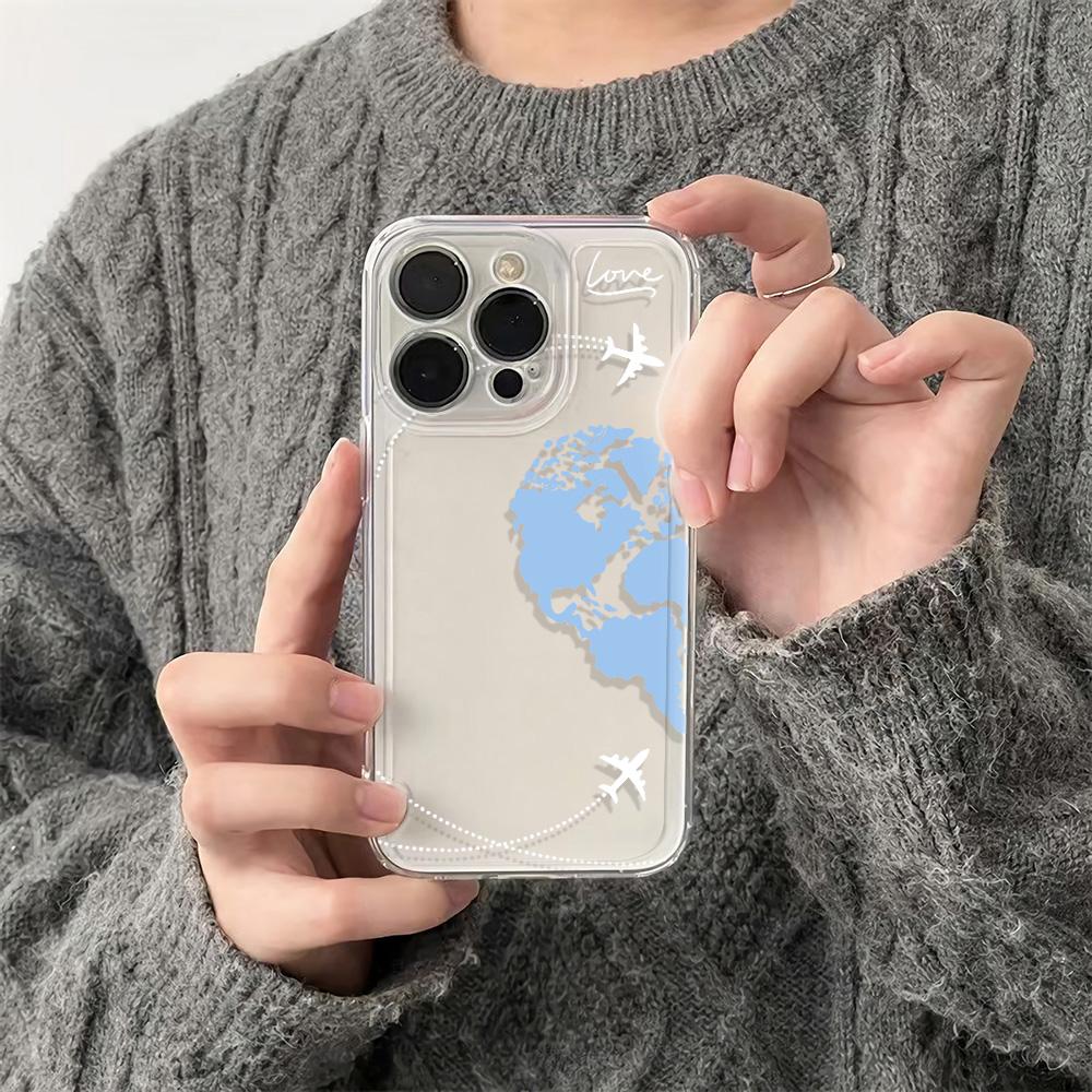 Защитный чехол для телефона с рисунком 'Маршрут самолета Земля' Premium Clear для Iphone 11 Pro Max 17E 16E 17 Air 15 Plus 14 13 12 16 Funda Shell