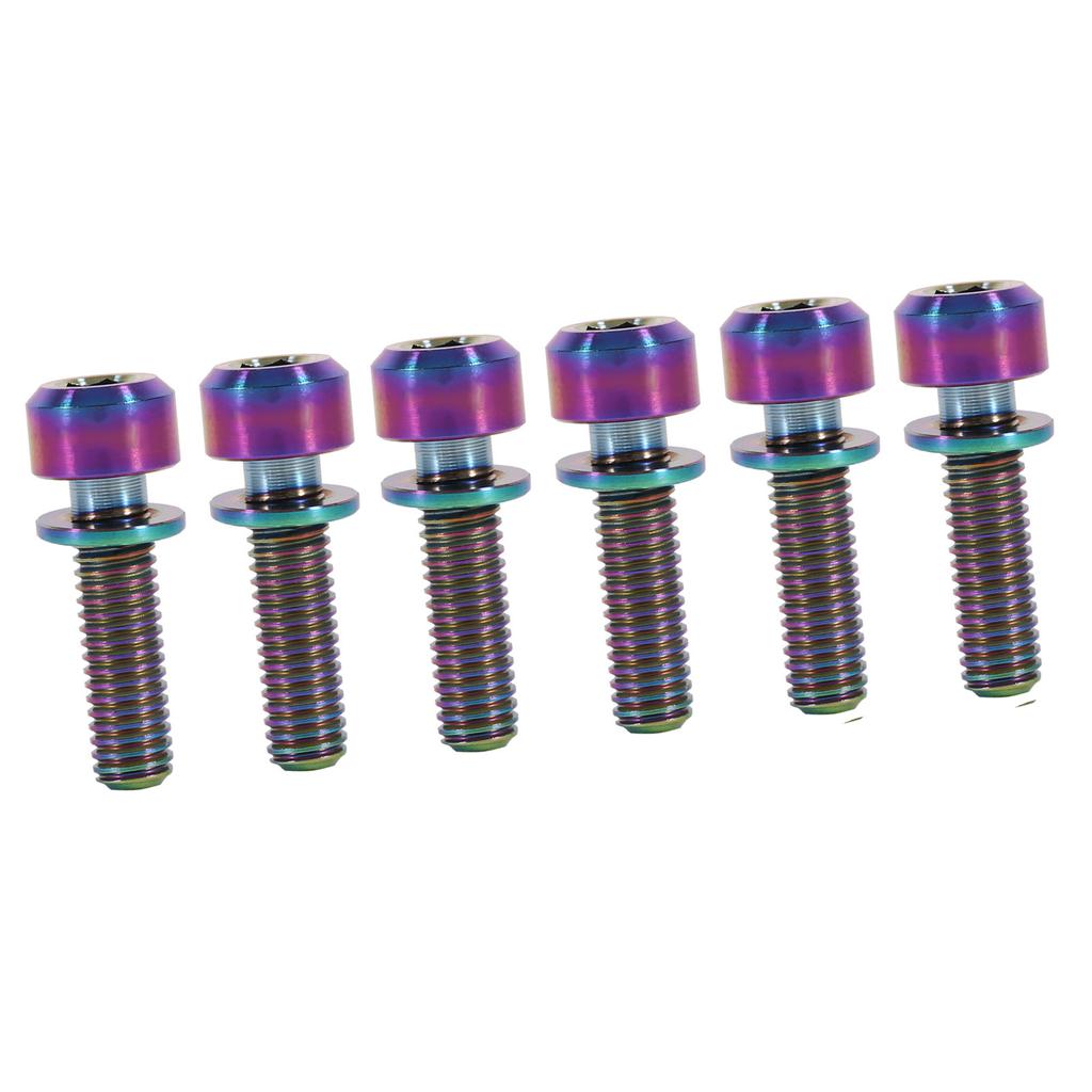 M5 X 18mm Titanium Bicycle Stem Screws Bolts With Spacer Cycling Pack Of 6(rainbow)