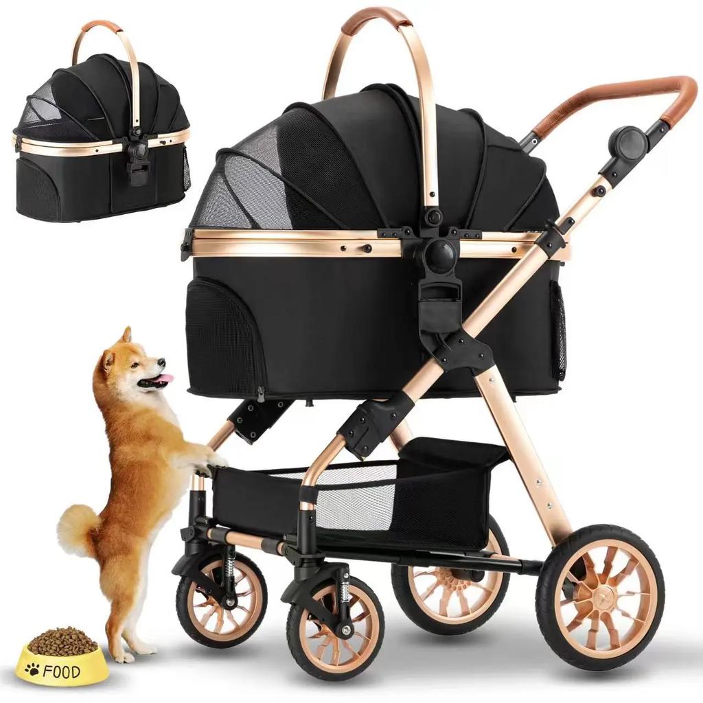 Коляску для домашних животных можно отсоединить для кошек и собак. Большое пространство удобно, а коляску для собак легко складывать.