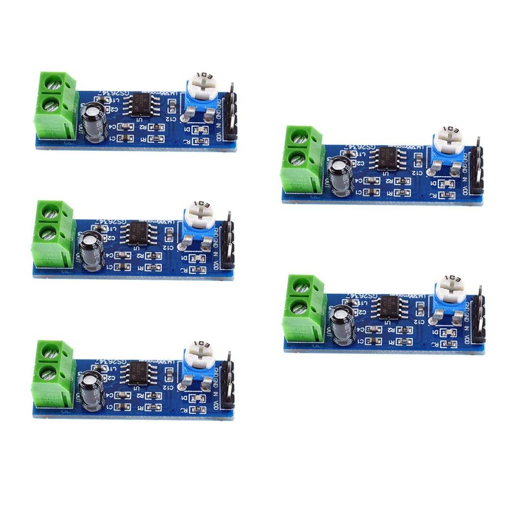 Oiyagai 5-Pack 200× Gain LM386 Audio Amplifier Module (5–12 V) with Adjustable Volume & Speaker Connector for Arduino & DIY Audio Projects