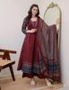 Женский set: printed Anarkali Kurta из вискозы, брюки и дупатта
