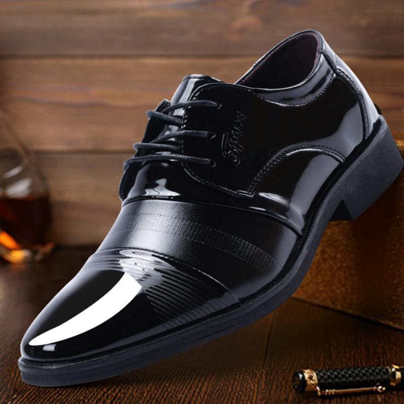 2024 Height Increasing Men Leather Business Shoes Patent Leather Trendy British Dress Suits Hidden Heeled Party Oxfords