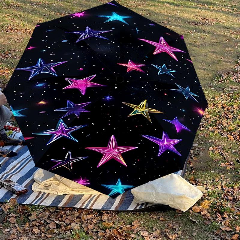 1pc Stars Galaxy Automatic Open/Close Umbrella Compact Folding Umbrella with 8-Rib Shaft for Women/Men, Elegant Birthday1129S