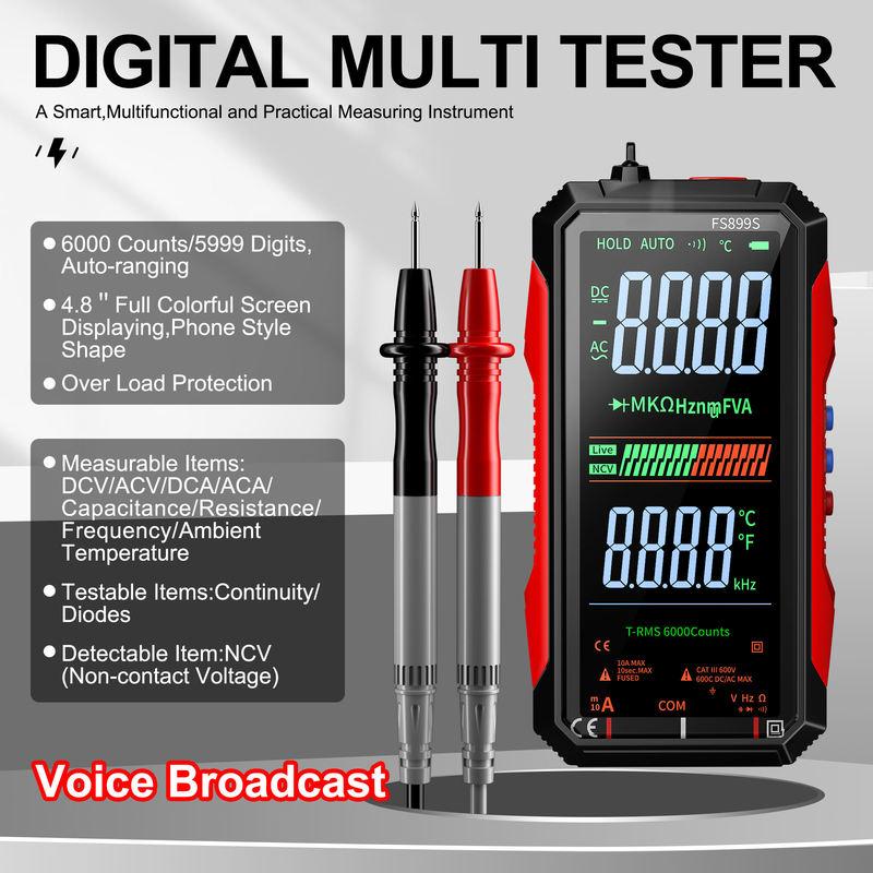 Easy to Read Easy to Operate Auto-ranging with 6000 Counts DMM Digital Multimeter Multi Tester with Voice Broadcast of Reading