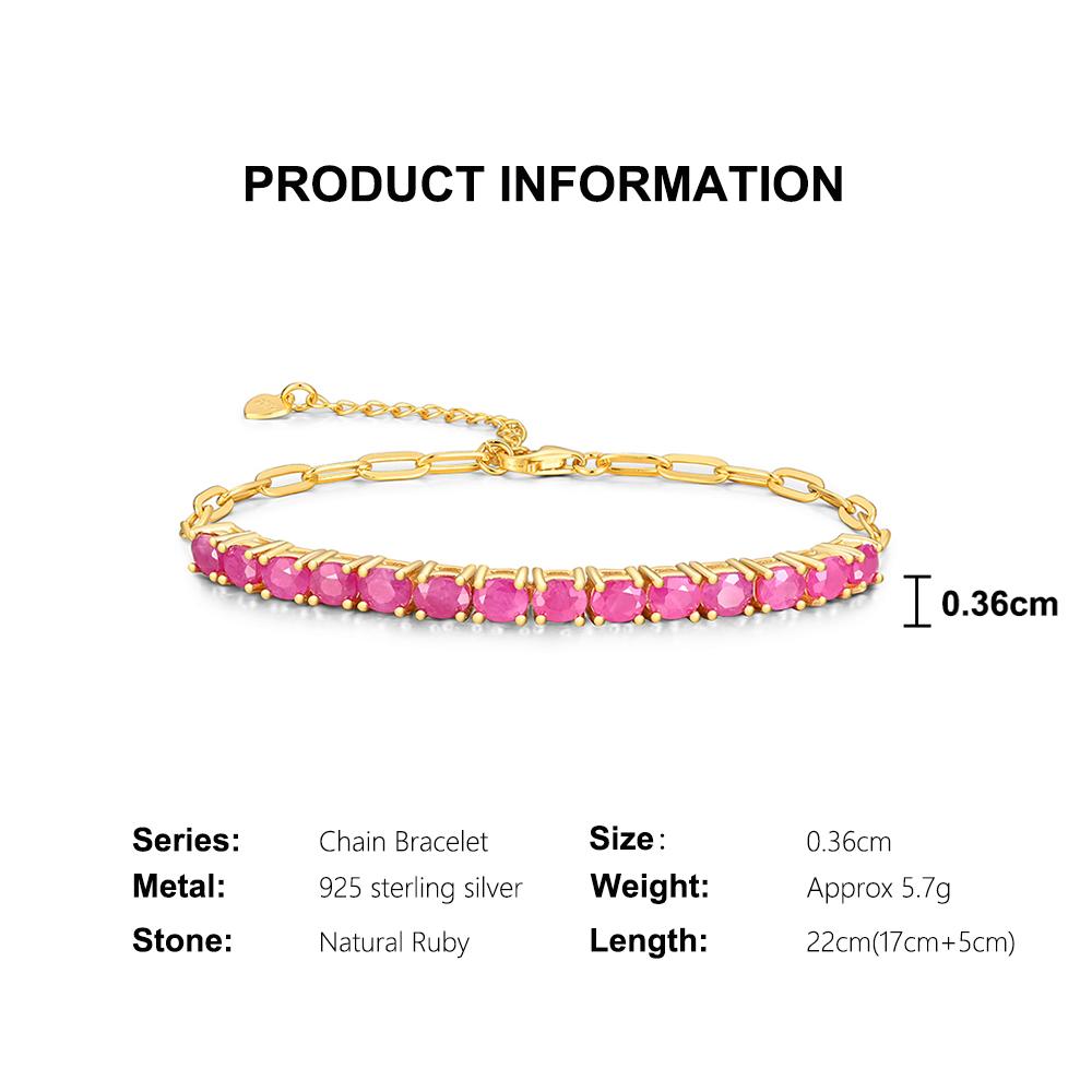 Роскошный женский браслет из серебра 925 пробы с натуральными вставками из рубина овальной формы 3*4 мм. Классические изысканные украшения для подарка на день рождения.