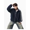 American Classic Striped Zip-Up Hoodie Loose Fit Couple Sport Casual Jacket Men Women 2026 Fall