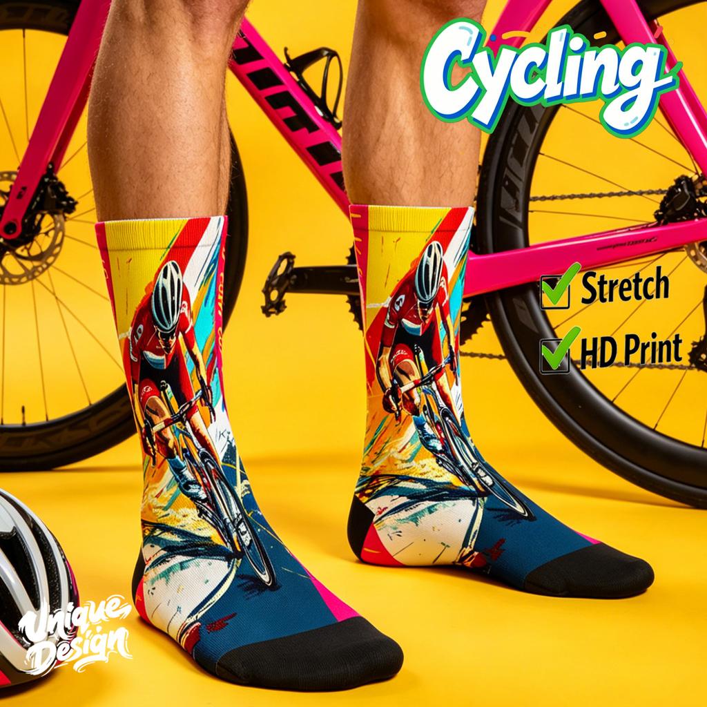 360 Digital Printing Spandex Blank Customized Socks ODM Service Low Minimum Order Quantity Quick Sample Delivery Cycling