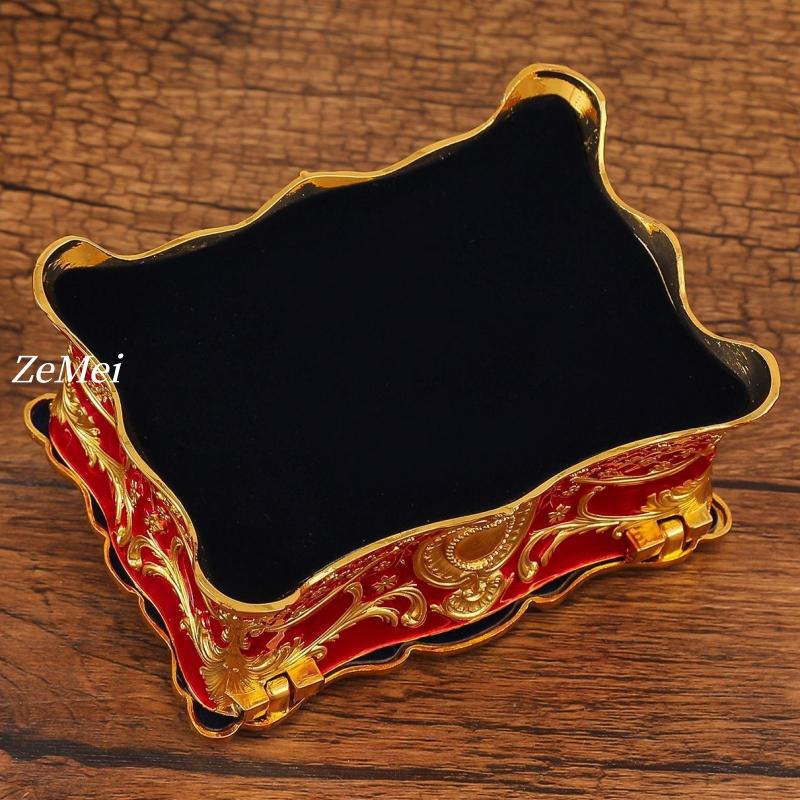 Vintage Elegant Jewelry Box with Gold Detailing, Alloy Pearl Storage Box Rings, Earrings, Makeup Table Decorative Accessories