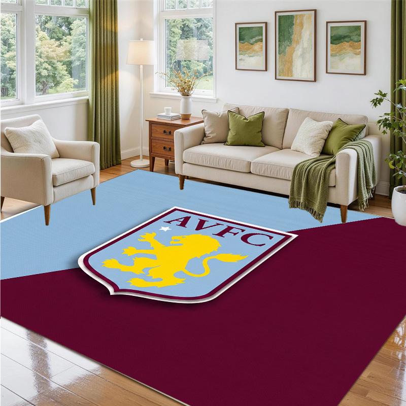 Aston Villa Football Design Crystal Velvet Rug Soft Decorative Mat for Bedroom Entrance